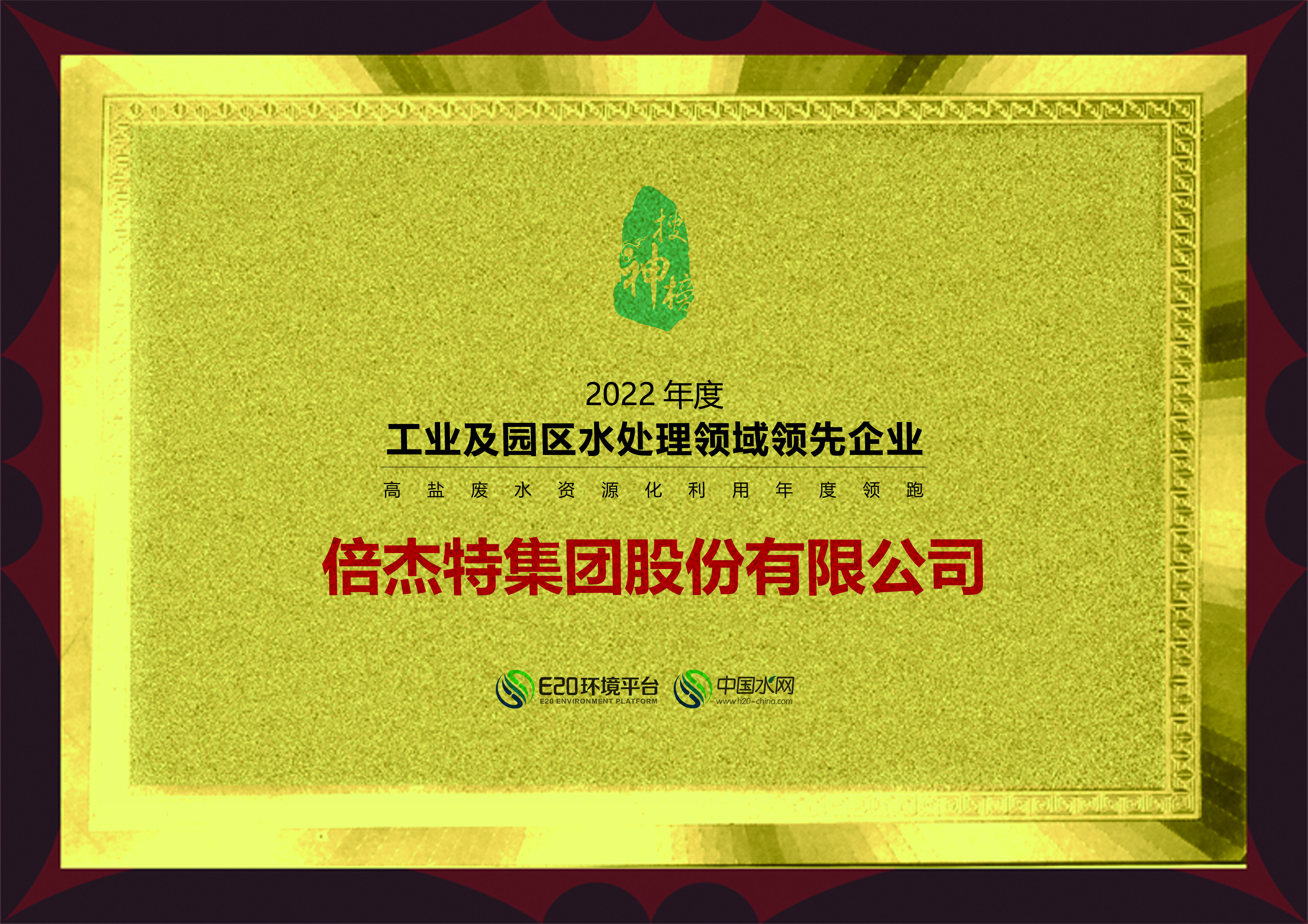 2022年度“工业及园区水处置惩罚领域领先企业-高盐废水资源化使用年度领跑企业”